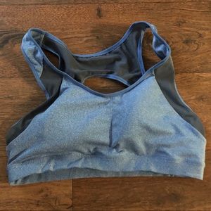 Blue spandex sports bra